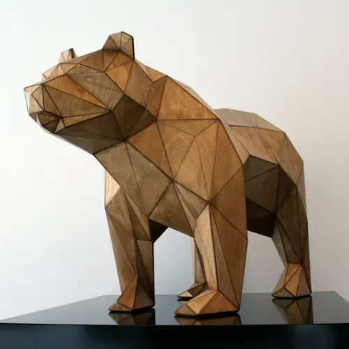 Wooden Geometric Bear